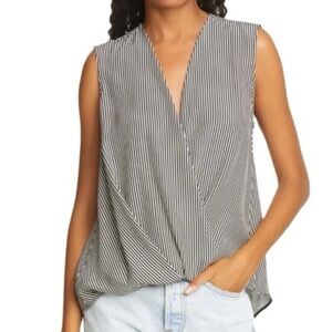Rag & Bone Victor Striped 100% Silk Blouse XS